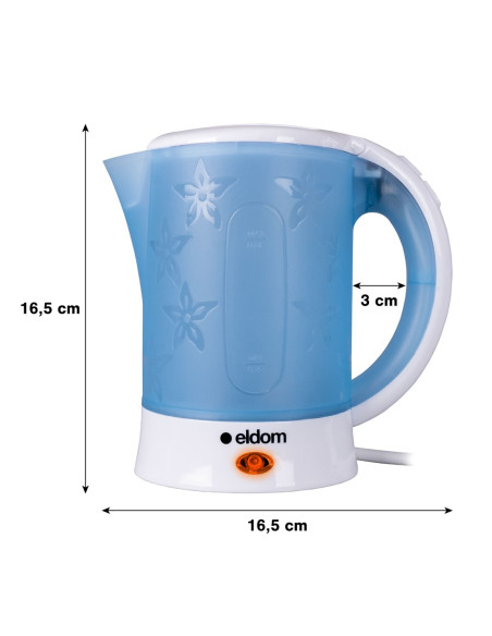 Eldom Czajnik Turystyczny C190 Lino 0,6 L 550W Niebieski + Dwa Kubki, Dwie Łyżeczki