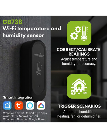 Greenblue Zewnętrzny Czujnik Temperatury I Wilgotności Wifi, Android/Ios, 3.0V Dc, Lr03X2, Ip65 Gb741