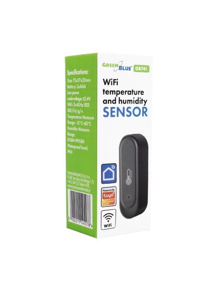 Greenblue Zewnętrzny Czujnik Temperatury I Wilgotności Wifi, Android/Ios, 3.0V Dc, Lr03X2, Ip65 Gb741