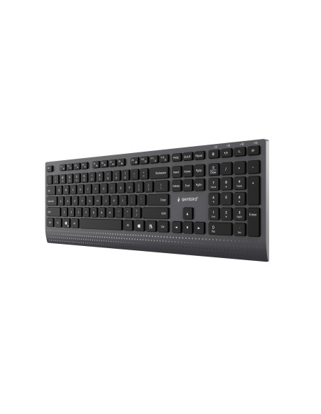 Gembird Klawiatura Slim Przewodowa Multimedialna Czarna, Usb-C, Układ Us