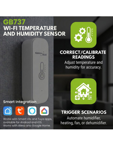 Greenblue Czujnik Temperatury I Wilgotności Wifi, Android/Ios/Alexa/Google Home, 3.0V Dc, Lr03X2 Gb737