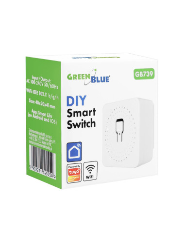 Greenblue Przekaźnik Wifi Dopuszkowy, Android/Ios/Alexa/Google Home,100-240V Ac, 50/60Hz, Max.16A, Dla Led 150W Gb739