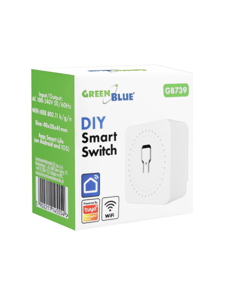 Greenblue Przekaźnik Wifi Dopuszkowy, Android/Ios/Alexa/Google Home,100-240V Ac, 50/60Hz, Max.16A, Dla Led 150W Gb739