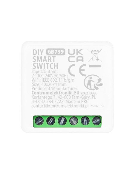 Greenblue Przekaźnik Wifi Dopuszkowy, Android/Ios/Alexa/Google Home,100-240V Ac, 50/60Hz, Max.16A, Dla Led 150W Gb739