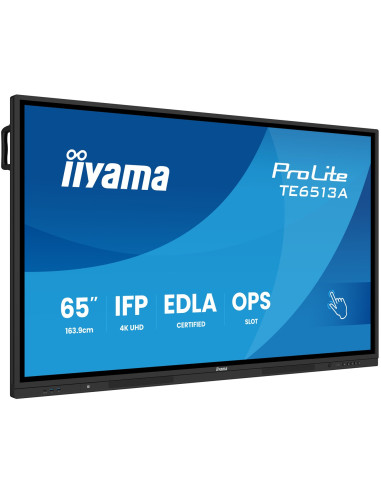 Iiyama Te6513A-B3Ag Signage Display Interaktywny Płaski Panel 163,8 Cm (64.5") Lcd Wi-Fi 500 Cd/M2 4K Ultra Hd Czarny Ekran Doty