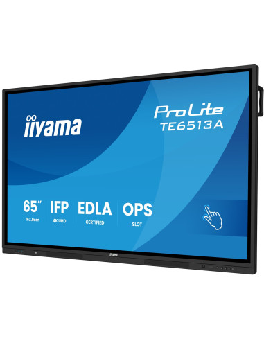 Iiyama Te6513A-B3Ag Signage Display Interaktywny Płaski Panel 163,8 Cm (64.5") Lcd Wi-Fi 500 Cd/M2 4K Ultra Hd Czarny Ekran Doty