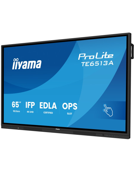 Iiyama Te6513A-B3Ag Signage Display Interaktywny Płaski Panel 163,8 Cm (64.5") Lcd Wi-Fi 500 Cd/M2 4K Ultra Hd Czarny Ekran Doty