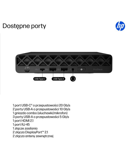 Hp Prodesk 4 Mini G1I Ai Intel Core Ultra 5 235T 16 Gb Ddr5-Sdram 512 Gb Ssd Windows 11 Pro Mini Pc Ai Pc Czarny