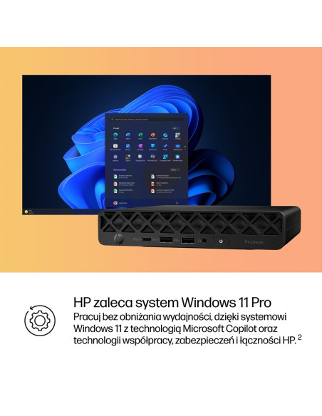 Hp Prodesk 4 Mini G1I Ai Intel Core Ultra 5 235T 16 Gb Ddr5-Sdram 512 Gb Ssd Windows 11 Pro Mini Pc Ai Pc Czarny