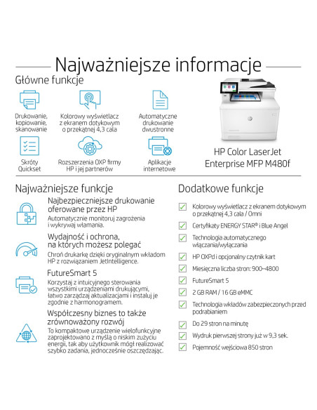 Drukarka Hp Color Laserjet Enterprise M480F