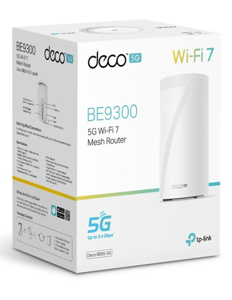 Tp-Link Deco Be65 Trójpasmowy (2,4 Ghz / 5 Ghz / 6 Ghz) Wi-Fi 7 (802.11Be) Biały 4 Wewnętrzne