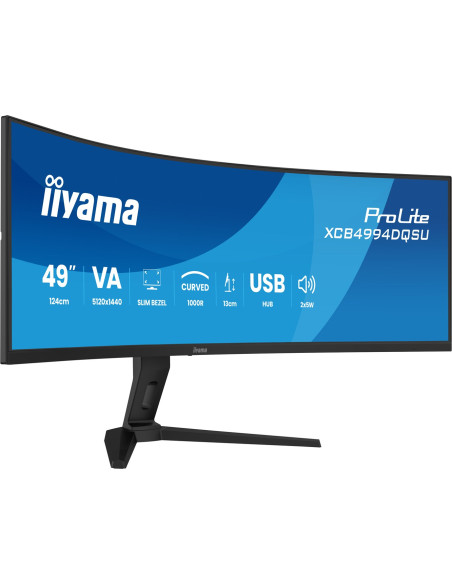 Iiyama Prolite Xcb4994Dqsu-B1 Monitor Komputerowy 124,5 Cm (49") 5120 X 1440 Px Dual Qhd Lcd Czarny