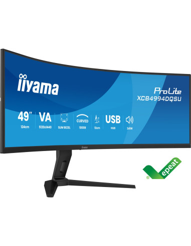 Iiyama Prolite Xcb4994Dqsu-B1 Monitor Komputerowy 124,5 Cm (49") 5120 X 1440 Px Dual Qhd Lcd Czarny