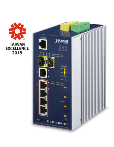 Planet Igs-5225-4Up1T2S Łącza Sieciowe Zarządzany L2+ Gigabit Ethernet (10/100/1000) Obsługa Poe Niebieski, Srebrny