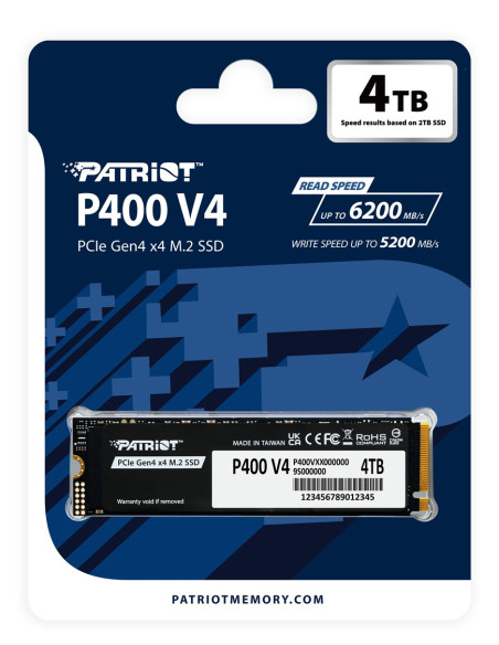 Dysk Ssd Patriot P400 V4 M.2 Pci-Ex4 Nvme 4Tb 6,2Gb/S (P400Vp4Tbm28H)