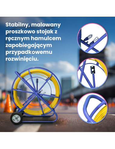 Extralink Pilot Do Przeciągania Kabli Pilot 9Mm 250M Włókno Szklane Frp, Śr. 9Mm, Dł. 250M, Żółty