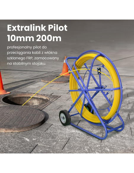 Extralink Pilot Do Przeciągania Kabli Pilot 10Mm 200M Włókno Szklane Frp, Śr. 10Mm, Dł. 200M, Żółty
