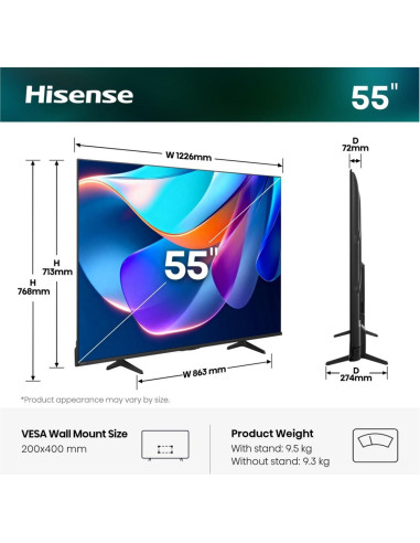 Hisense 55A6S 139,7 Cm (55") 4K Ultra Hd Smart Tv Wi-Fi Czarny