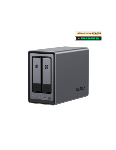 Ugreen Nasync Dxp2800 Nas System 2-Bay Kompaktowy Intel® N N100 8 Gb Ddr5 0 Tb Ugos Pro Czarny