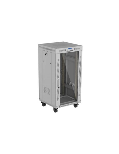 Szafa Instalacyjna Rack Stojąca 19" 22U 600 × 600 Szara, Drzwi Przeszklone, Lcd, Lanberg (Flat Pack)