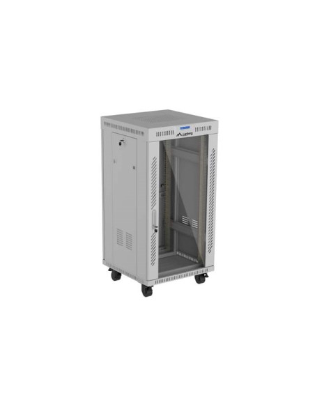 Szafa Instalacyjna Rack Stojąca 19" 22U 600 × 600 Szara, Drzwi Przeszklone, Lcd, Lanberg (Flat Pack)