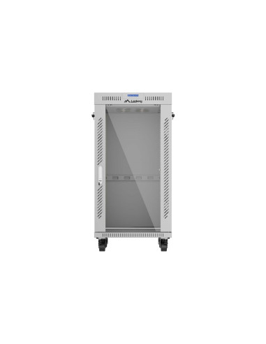 Szafa Instalacyjna Rack Stojąca 19" 22U 600 × 600 Szara, Drzwi Przeszklone, Lcd, Lanberg (Flat Pack)