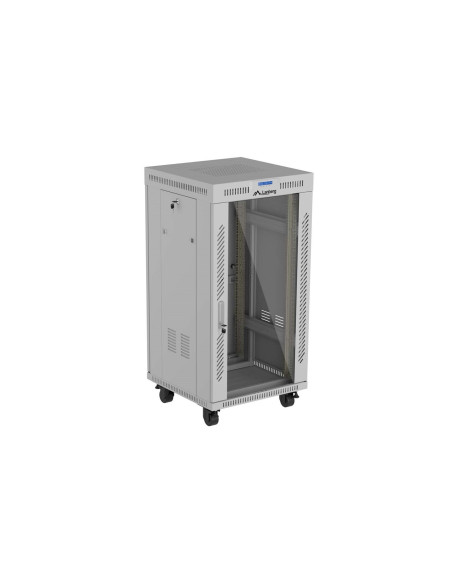 Szafa Instalacyjna Rack Stojąca 19" 22U 600 × 600 Szara, Drzwi Przeszklone, Lcd, Lanberg (Flat Pack)
