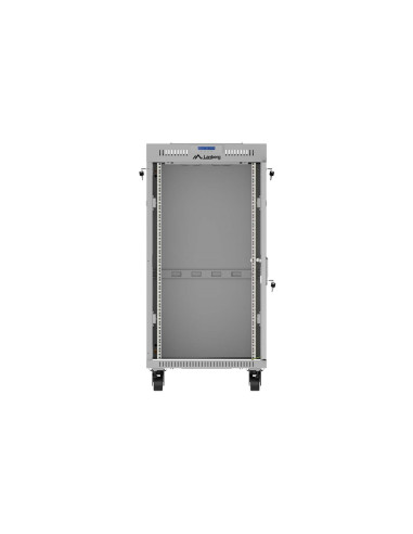 Szafa Instalacyjna Rack Stojąca 19" 22U 600 × 600 Szara, Drzwi Przeszklone, Lcd, Lanberg (Flat Pack)