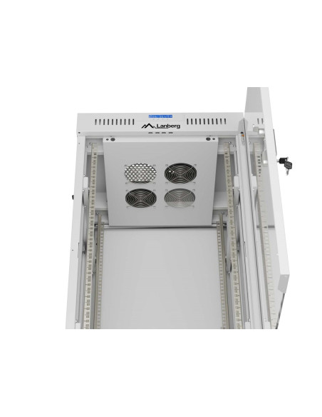 Szafa Instalacyjna Rack Stojąca 19" 22U 600 × 600 Szara, Drzwi Przeszklone, Lcd, Lanberg (Flat Pack)