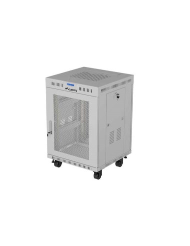 Szafa Instalacyjna Rack Stojąca 19" 15U 600 × 800 Szara, Drzwi Perforowane, Lcd, Lanberg (Flat Pack)