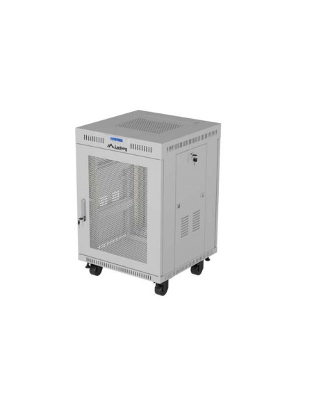 Szafa Instalacyjna Rack Stojąca 19" 15U 600 × 800 Szara, Drzwi Perforowane, Lcd, Lanberg (Flat Pack)
