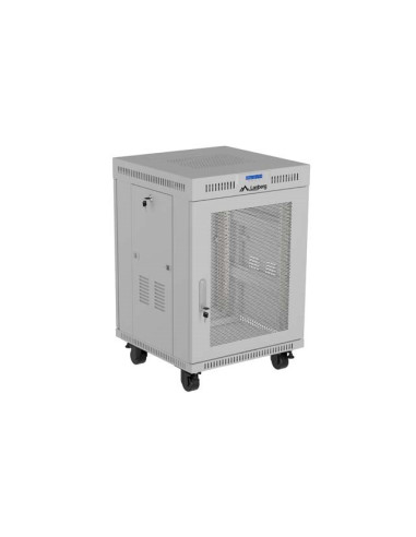 Szafa Instalacyjna Rack Stojąca 19" 15U 600 × 800 Szara, Drzwi Perforowane, Lcd, Lanberg (Flat Pack)
