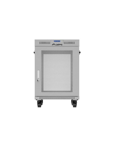 Szafa Instalacyjna Rack Stojąca 19" 15U 600 × 800 Szara, Drzwi Perforowane, Lcd, Lanberg (Flat Pack)