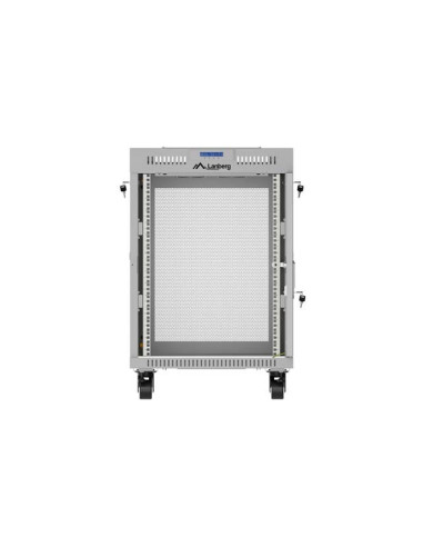 Szafa Instalacyjna Rack Stojąca 19" 15U 600 × 800 Szara, Drzwi Perforowane, Lcd, Lanberg (Flat Pack)