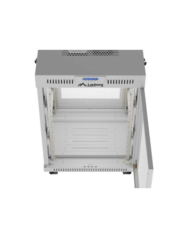 Szafa Instalacyjna Rack Stojąca 19" 15U 600 × 800 Szara, Drzwi Perforowane, Lcd, Lanberg (Flat Pack)