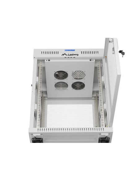 Szafa Instalacyjna Rack Stojąca 19" 15U 600 × 800 Szara, Drzwi Perforowane, Lcd, Lanberg (Flat Pack)