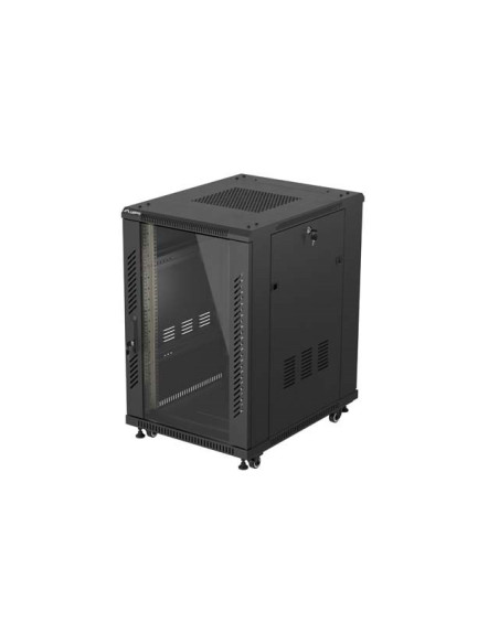 Szafa Instalacyjna Rack Stojąca 19" 18U 600 × 800 Czarna, Drzwi Przeszklone, Lanberg (Flat Pack)