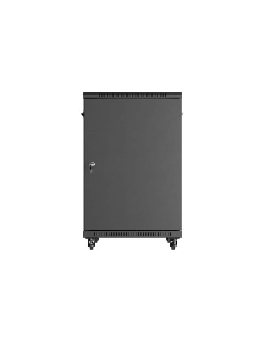 Szafa Instalacyjna Rack Stojąca 19" 18U 600 × 800 Czarna, Drzwi Przeszklone, Lanberg (Flat Pack)