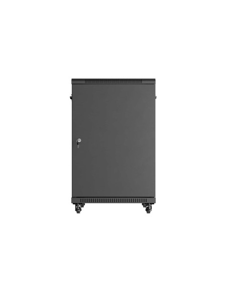 Szafa Instalacyjna Rack Stojąca 19" 18U 600 × 800 Czarna, Drzwi Przeszklone, Lanberg (Flat Pack)