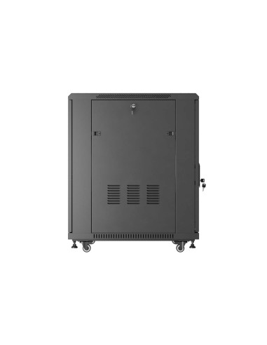 Szafa Instalacyjna Rack Stojąca 19" 18U 600 × 800 Czarna, Drzwi Przeszklone, Lanberg (Flat Pack)