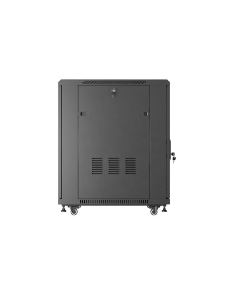 Szafa Instalacyjna Rack Stojąca 19" 18U 600 × 800 Czarna, Drzwi Przeszklone, Lanberg (Flat Pack)