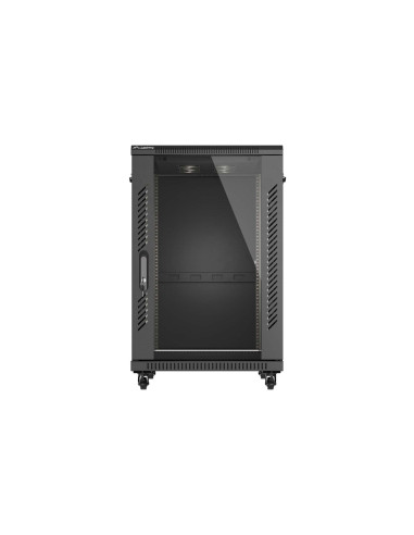 Szafa Instalacyjna Rack Stojąca 19" 18U 600 × 800 Czarna, Drzwi Przeszklone, Lanberg (Flat Pack)