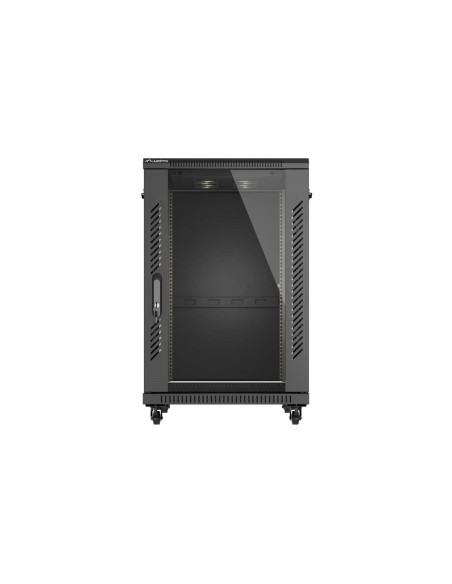 Szafa Instalacyjna Rack Stojąca 19" 18U 600 × 800 Czarna, Drzwi Przeszklone, Lanberg (Flat Pack)