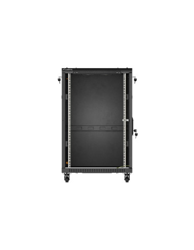 Szafa Instalacyjna Rack Stojąca 19" 18U 600 × 800 Czarna, Drzwi Przeszklone, Lanberg (Flat Pack)