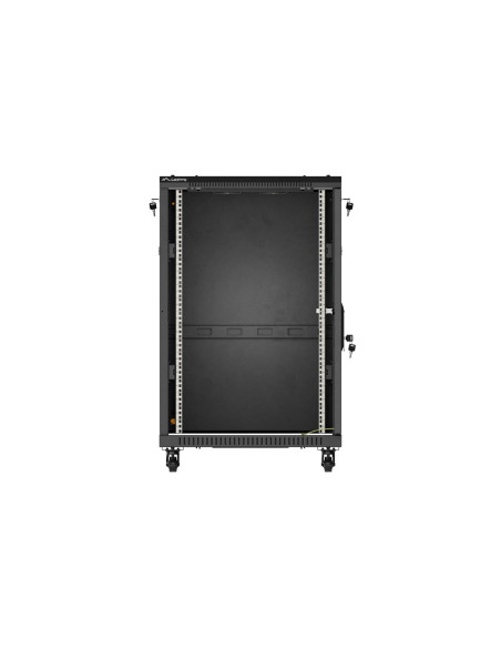 Szafa Instalacyjna Rack Stojąca 19" 18U 600 × 800 Czarna, Drzwi Przeszklone, Lanberg (Flat Pack)