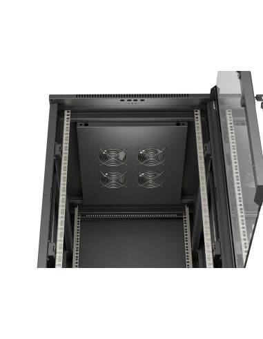 Szafa Instalacyjna Rack Stojąca 19" 18U 600 × 800 Czarna, Drzwi Przeszklone, Lanberg (Flat Pack)