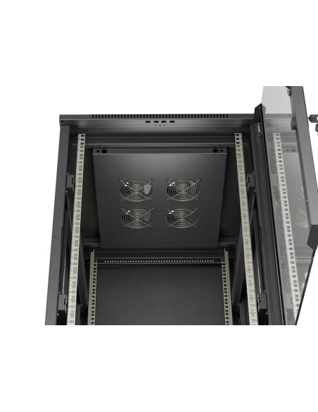 Szafa Instalacyjna Rack Stojąca 19" 18U 600 × 800 Czarna, Drzwi Przeszklone, Lanberg (Flat Pack)