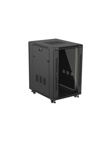 Szafa Instalacyjna Rack Stojąca 19" 18U 600 × 800 Czarna, Drzwi Przeszklone, Lanberg (Flat Pack)