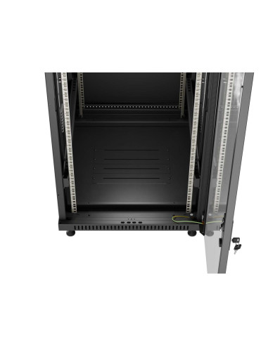 Szafa Instalacyjna Rack Stojąca 19" 18U 600 × 800 Czarna, Drzwi Przeszklone, Lanberg (Flat Pack)