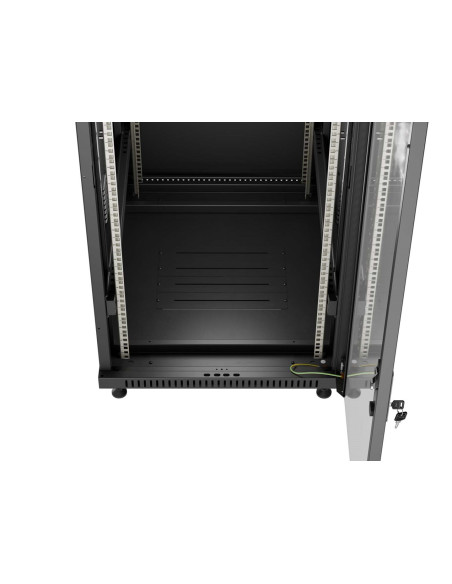 Szafa Instalacyjna Rack Stojąca 19" 18U 600 × 800 Czarna, Drzwi Przeszklone, Lanberg (Flat Pack)